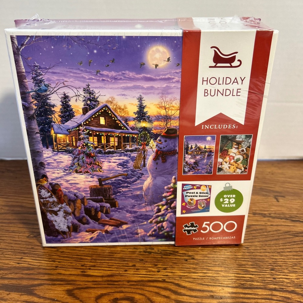 Buffalo Games Holiday Bundle 2 Pack 500 Piece Puzzles Holiday Bliss & Cookies